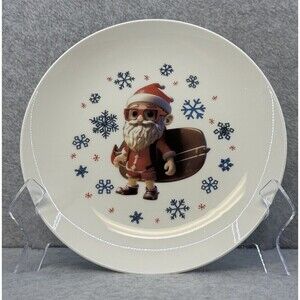 Christmas Santa Surfing Santa Dessert Plate Set of 4‎